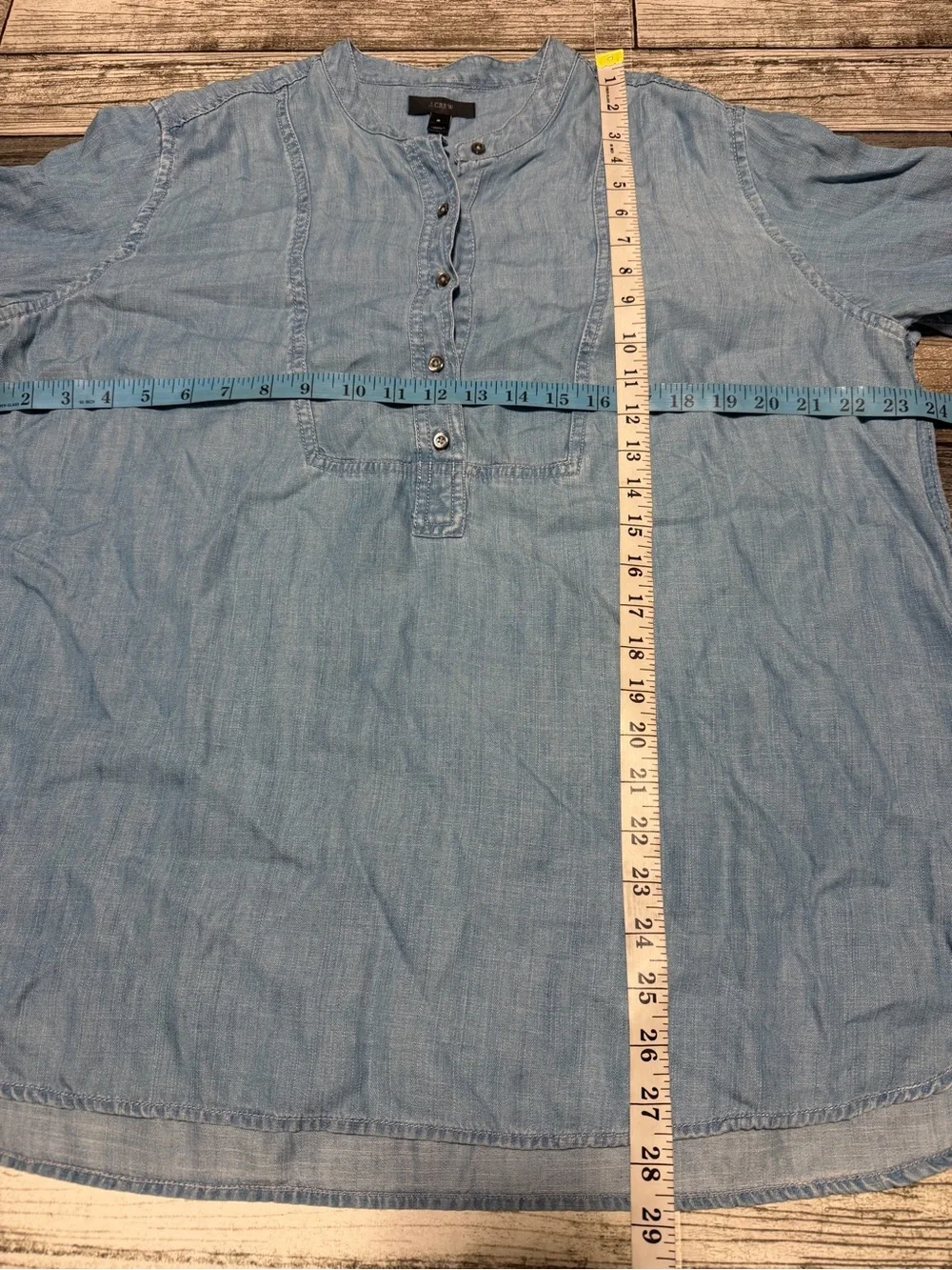 J Crew Chambray Popover Blouse Top Women’s 6 Blue Long Sleeve Lyocell